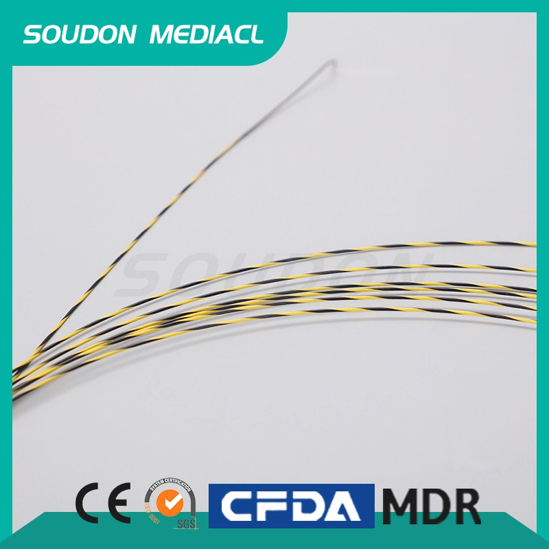 Alambre guía de cebra de Nitinol esterilizado para endoscopico 260cm y 450cm Longitud Amarillo-Negro patrón suavemente buena en la capacidad de sobreestrecho