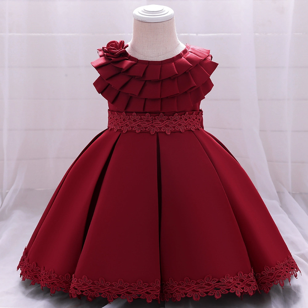 Wholesale/Supplier Spring Short Sleeves Party Formal Dress Kids Ruffle Bows Design Fashion Girl Princess Dress Fabrics