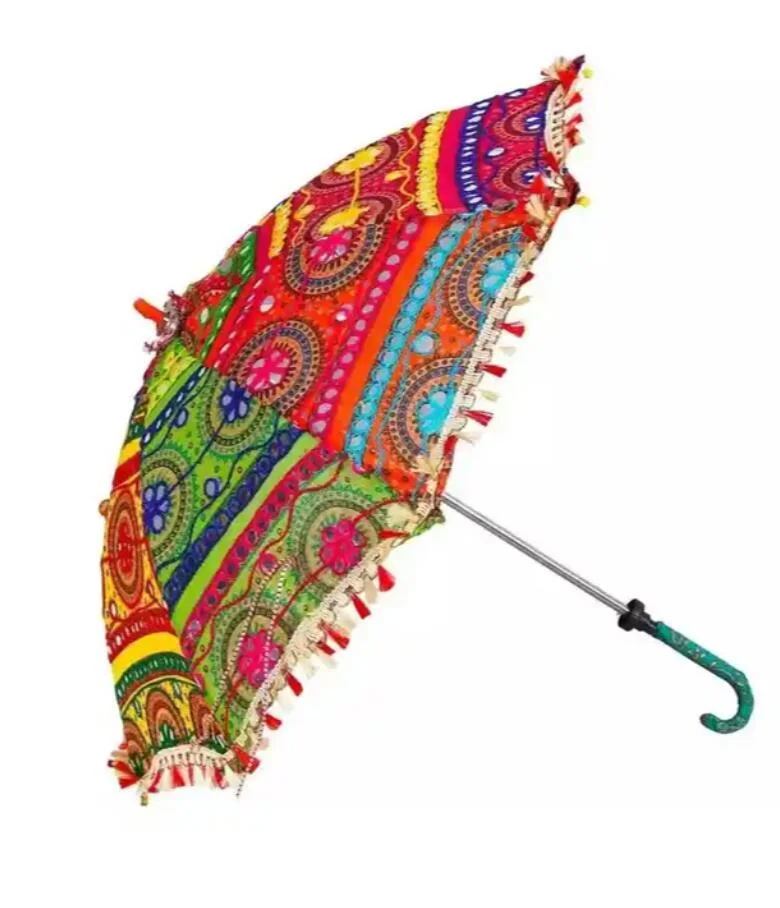 Beautiful Embroidered Handmade Mirror Work Indian Rajasthani Decorative Umbrella Wholesale/Supplier