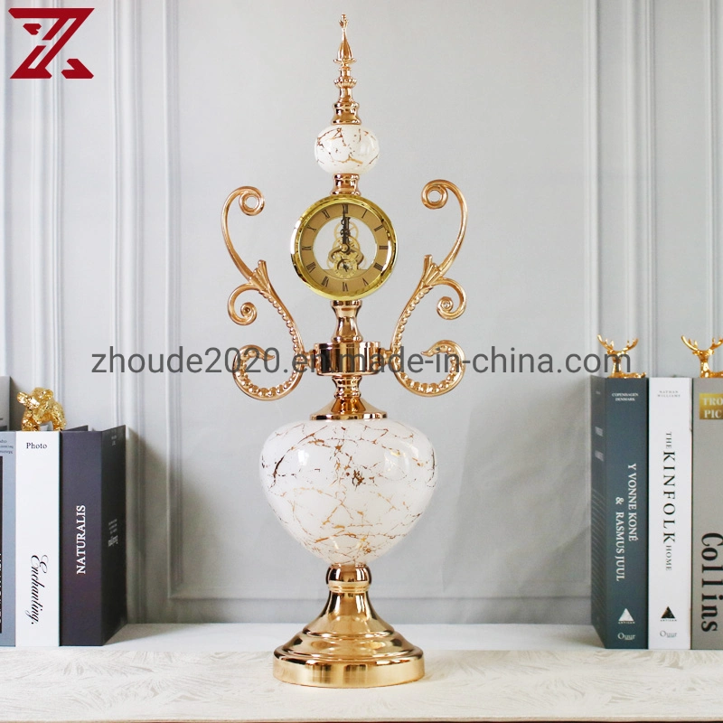 OEM ODM Glass White Color Table Clock Metal Table Clock for Decoration Ornaments