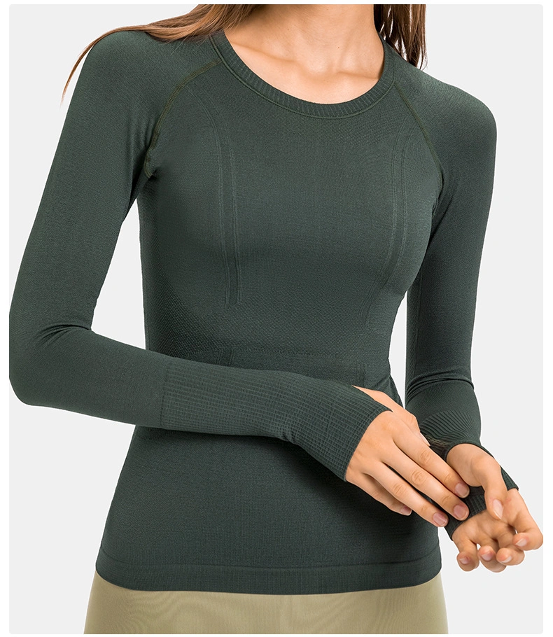 Sy-D998 New Long Sleeve Round Neck Sports T-Shirt Running Fitness Top Slim Breathable Yoga Wear