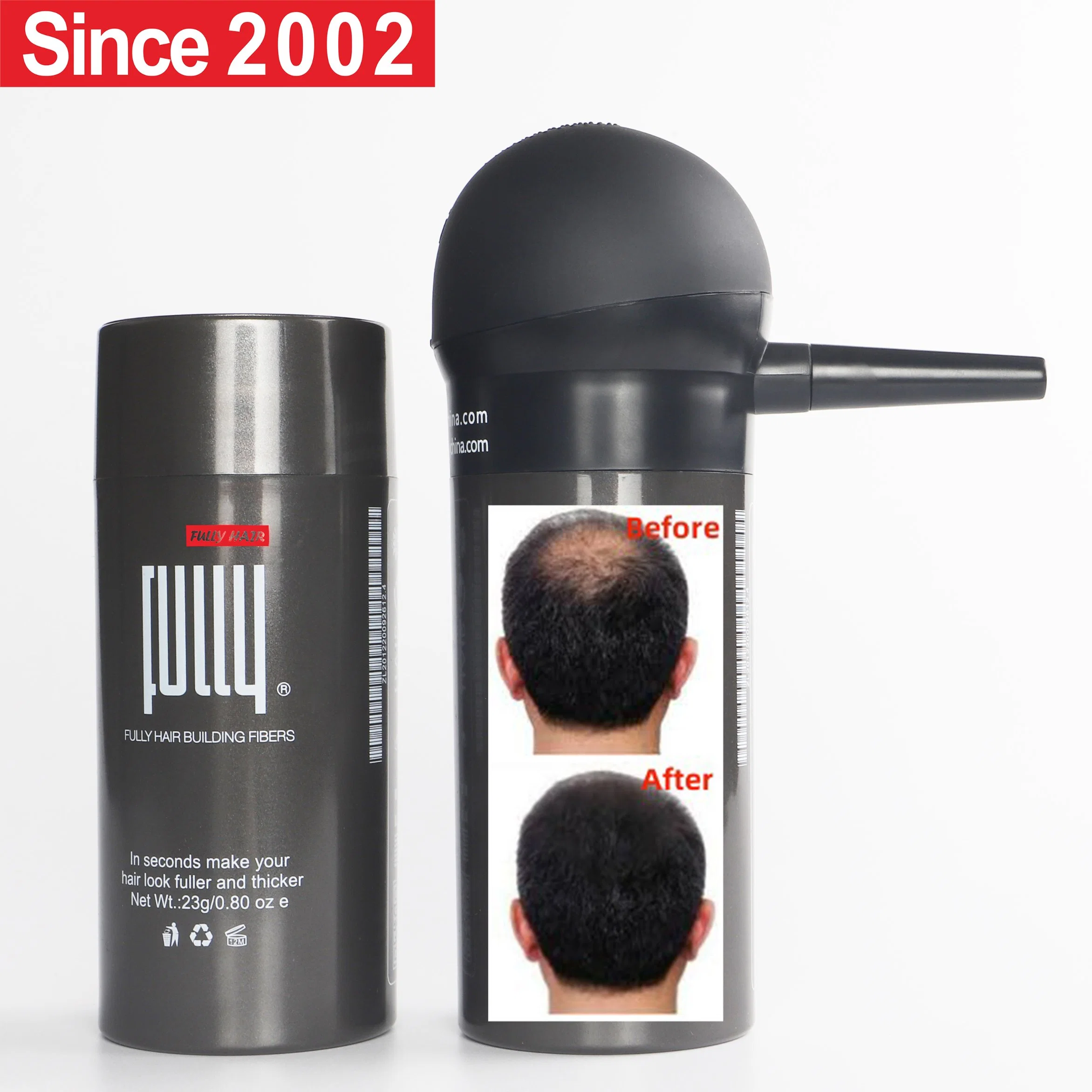 Venta al por mayor tratamiento de la pérdida del pelo edificio del pelo de la queratina Fibras polvo para adelgazar el cabello con 18 colores