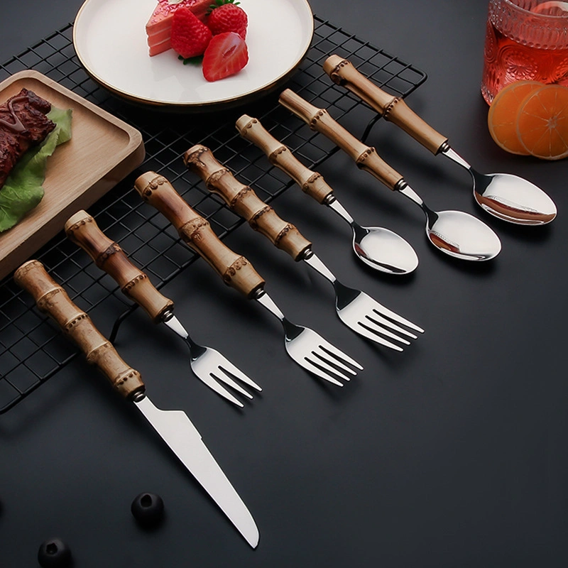 Bamboo Silver Ustensiles de cuisine Set, Hoften Bamboo Set de cuisine pour 6