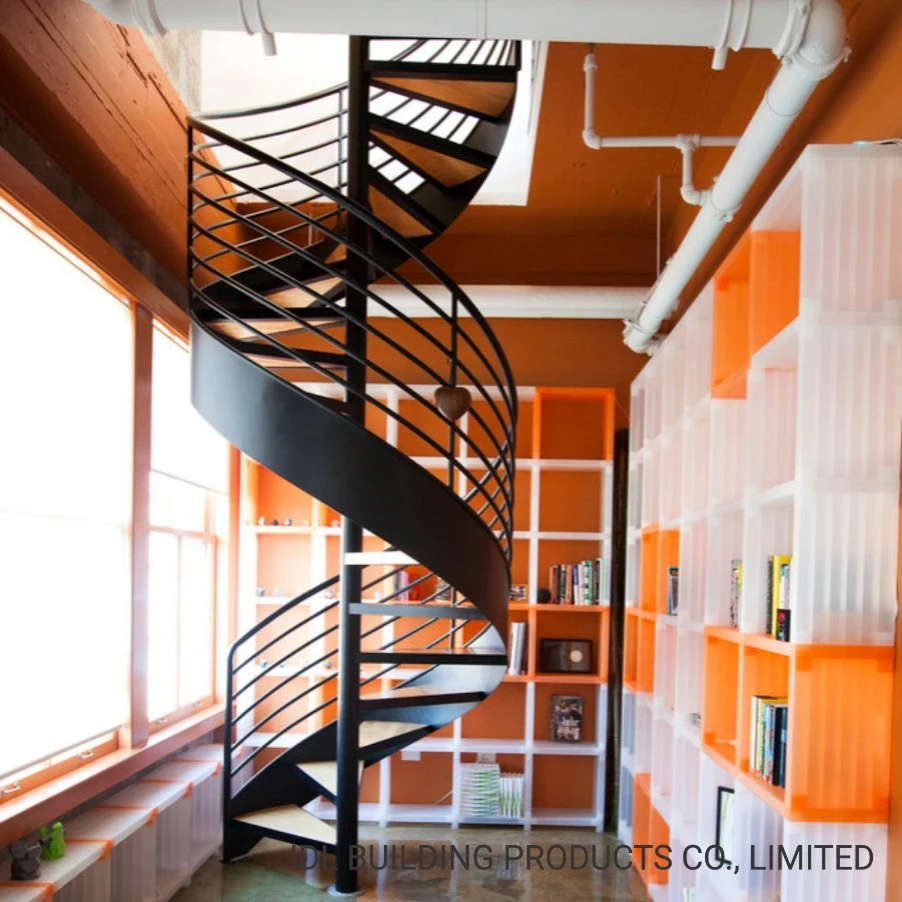 Idl Hot Sale Modern Small Space Stairs Curved Shape Stainless Steel Bar Railing Indoor Spiral Staircase Design
