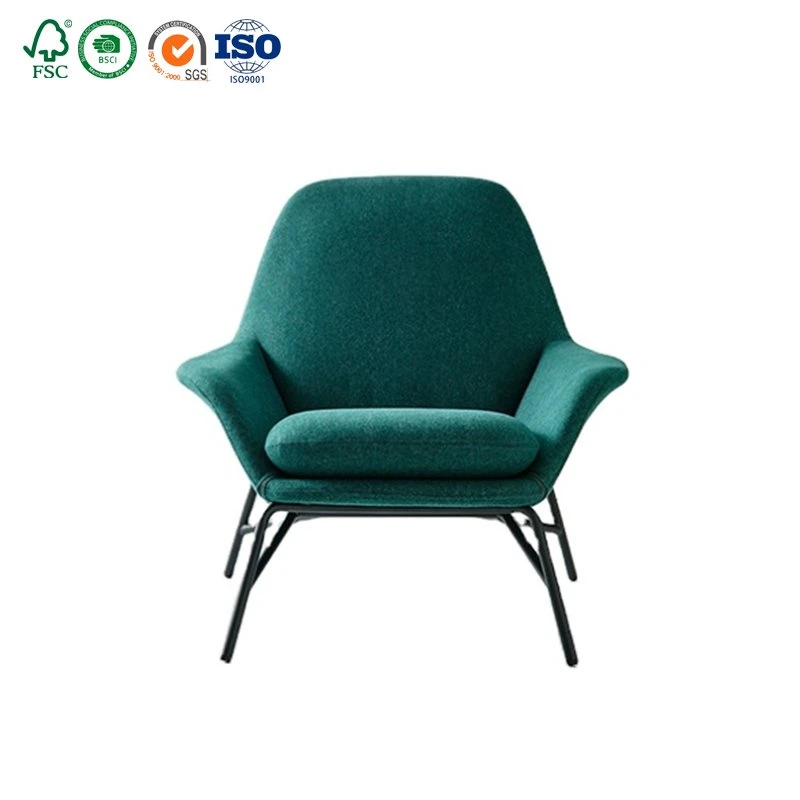 Luxury Fabric Leisure Assembly Lazy Hotel Lounge Wood Chair with Table Ottoman Executive Commercial MID Century Lounge Chair