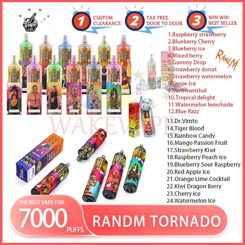أزياء بالجملة تورنادو 10000 بوف 20 مل بطارية قابلة لإعادة الشحن 2 ٪ 5% كارت واجهة شبكة (NIC) قابل للاستخدام قلم سجائر E Randam Tornado 10K