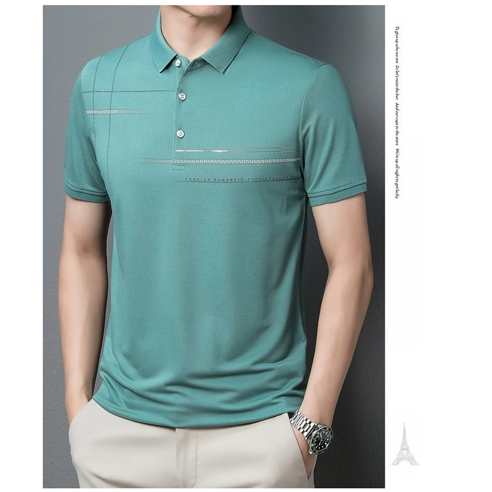 Summer Silk Thin Ice Silk Cotton Men T-Shirt Polo Shirt