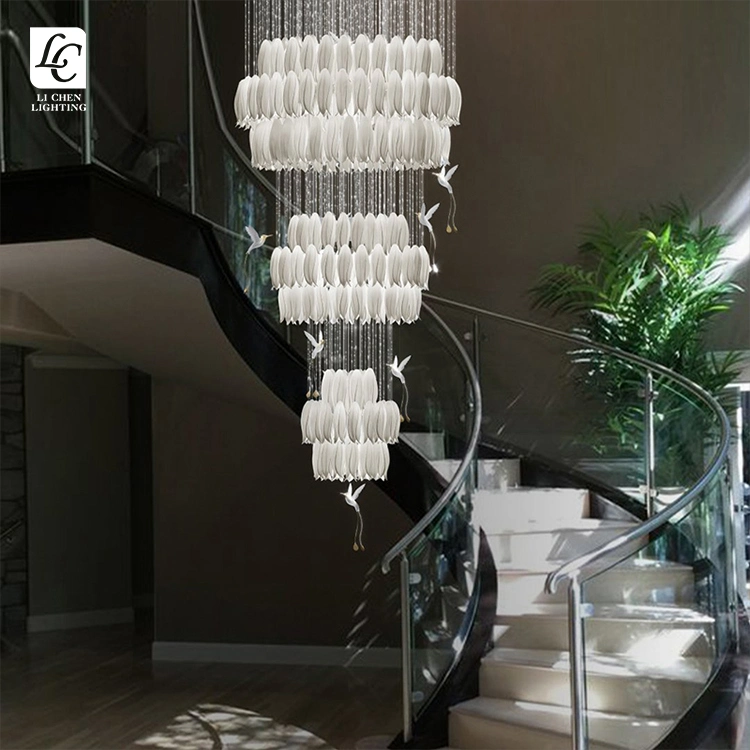 LED-Beleuchtung Blume Modelling Villa Treppe Keramik Custom Kronleuchter Lampe