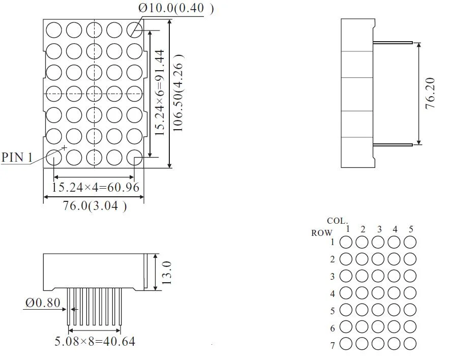 4 Inch 5X7 Dual Color LED DOT Matrix with RoHS From Expert Manufacturer