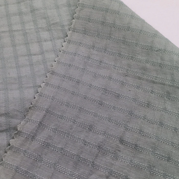 High quality/High cost performance  Plaid Style with Lightweight Soft Touch Bright Jacquard Fabric 113GSM Cotton Hemp Silk Blend Fabrics Color Can Be Customed