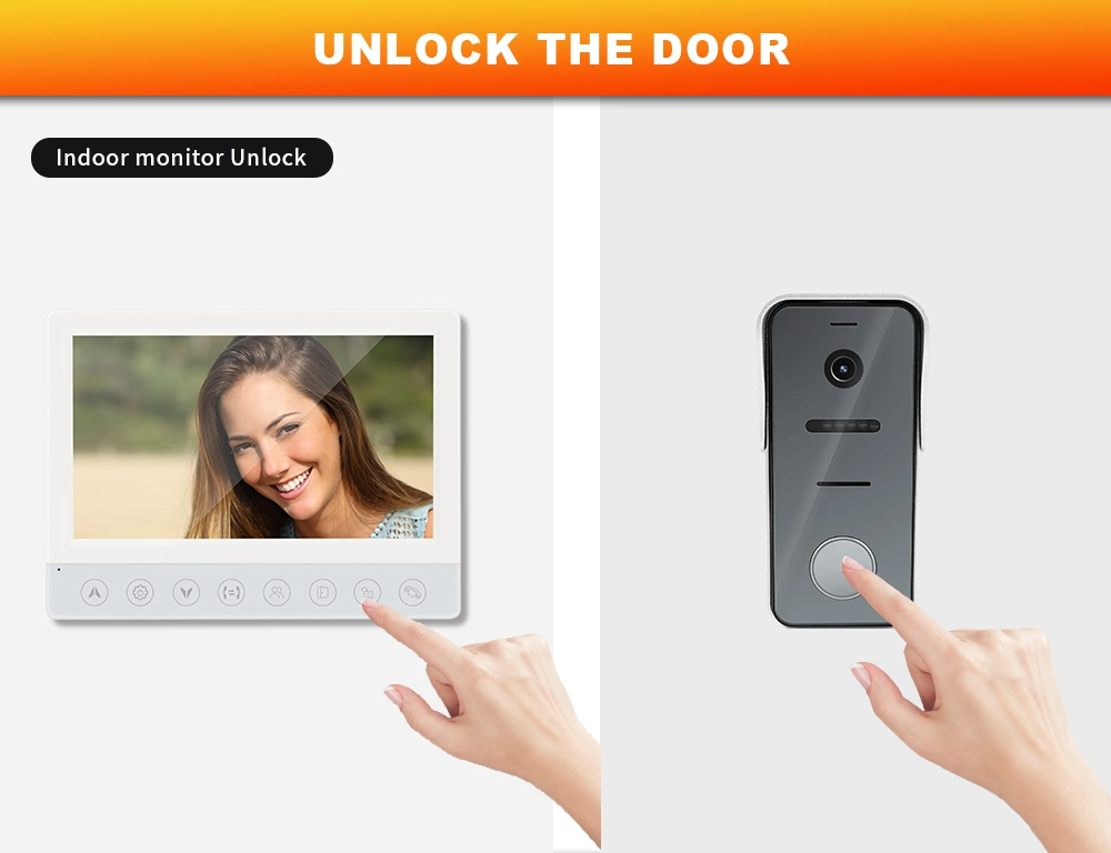 La pantalla a color de 7" Video Portero cables timbre de llamada de teléfono de la puerta 2, Cable Video Sistema Intercom
