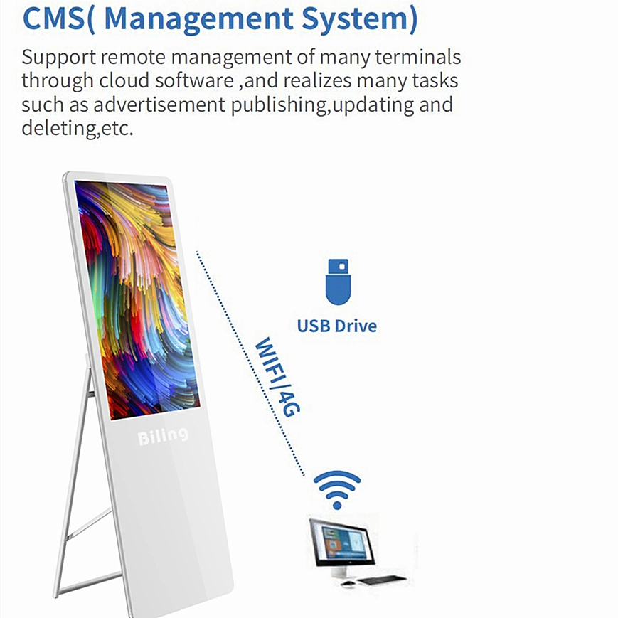 Portable Movable Digital Signage Network E-Poster LCD Advertising Display Screen Store Show Window Display Kiosk Shopping Mall Totem LCD Display