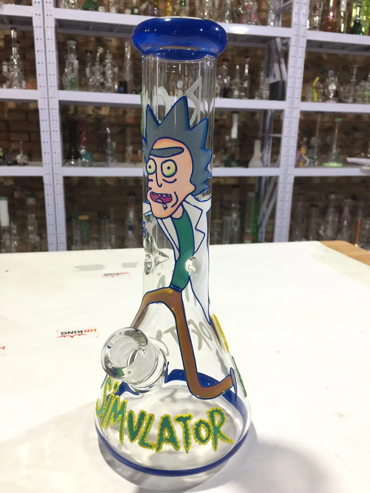 Hbking Stock Cartoon Style Glass Water Pipe Oil Rig Smoking Pipe Glass Ware Glass Water Pipe Water Pipe Glass Smoking Pipe