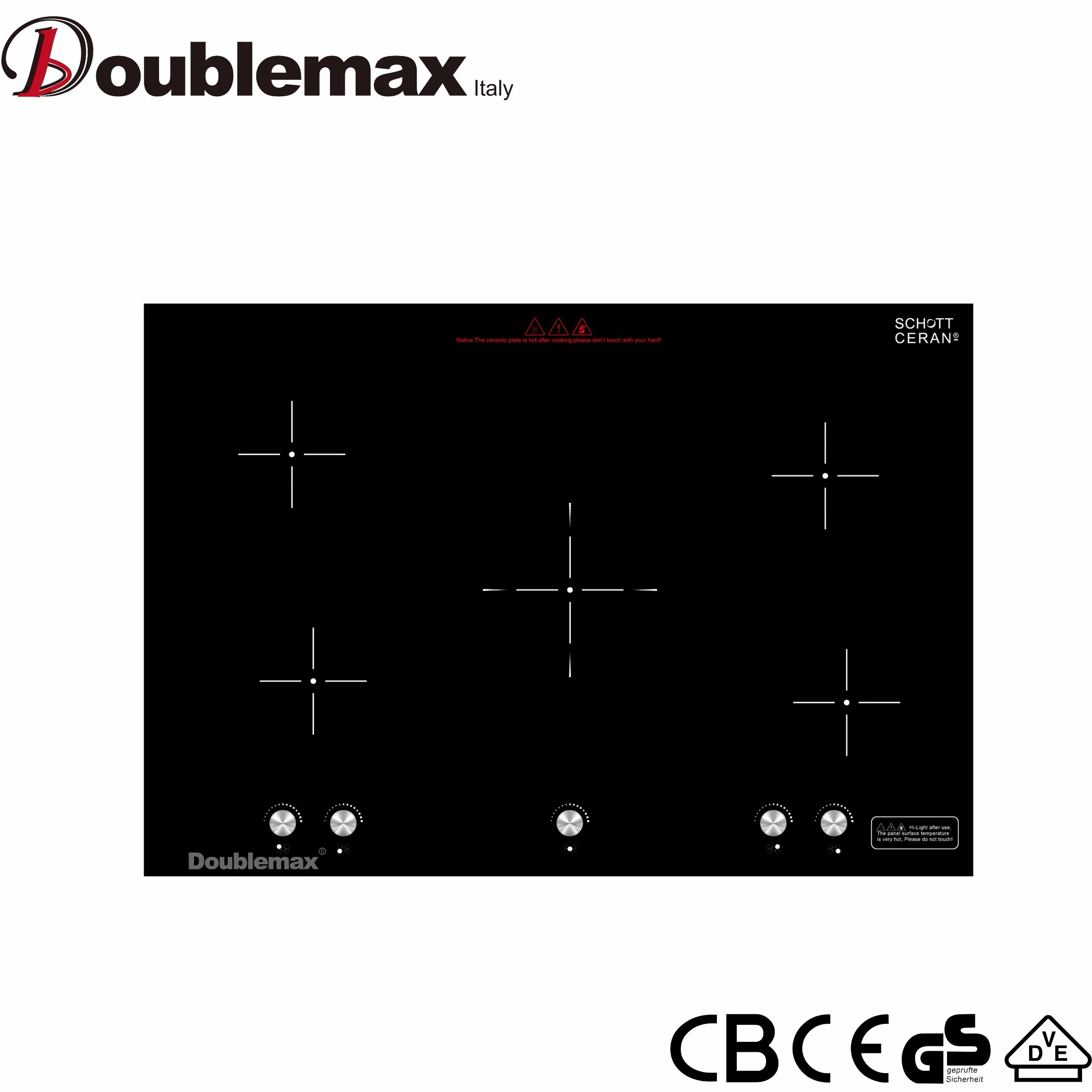 Schwarzes Keramikglas für Induktions-Heizpanel-Induktions-Herd 5burners