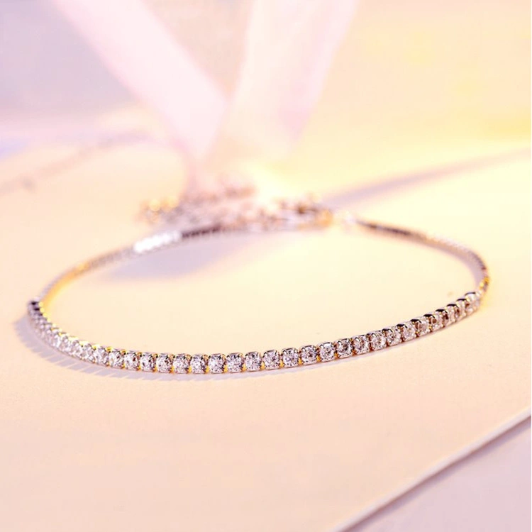 Fashion Stainless Steel Gold Plated Necklace Bracelet Anklet Fashion Jewelry with Shiny Rhinestone Crystal