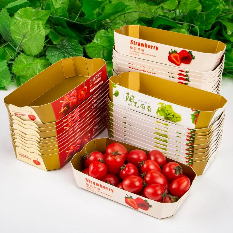 Papier personnalisé prix d'usine Eco Friendly cerise Tomate Blueberry fraise boîte cadeau d'emballage de fruits le bac