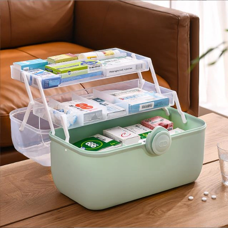 Große Kapazität Kunststoff-Aufbewahrungsbox Haushalt Multi-Layer-Tragbare Medizinische Box
