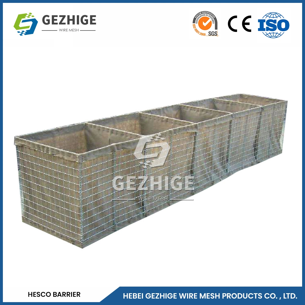 Gezhige Galvanized Hexagonal Gabion Wire Mesh Suppliers Anti-Ultraviolet Geonets and Gabion Net China Good Flexibility Sand Wall Hesco Barrier