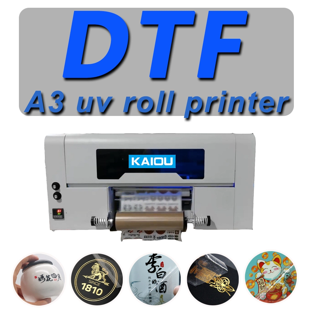 Kaiou 30 см Roll to Roll UV DTF с 3 ШТ. XP600 Высокопроизводительная цифровая печатная машина УФ DTF пленка