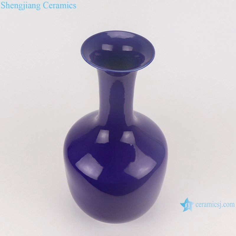 Altar Blau Farbe Glasiert Langen Hals Antike Porzellan Vase Blume Keramik