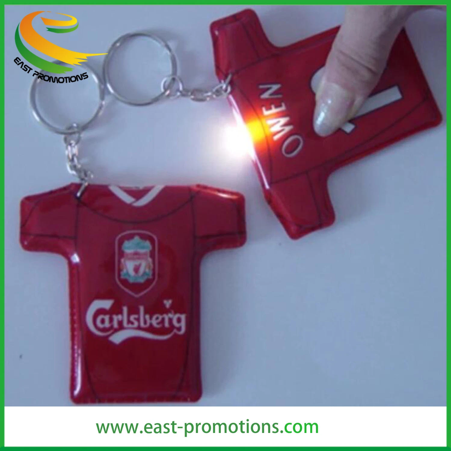 Manufacturer Supply LED Flashing Keychain, PVC Key Chain with Logo Printed