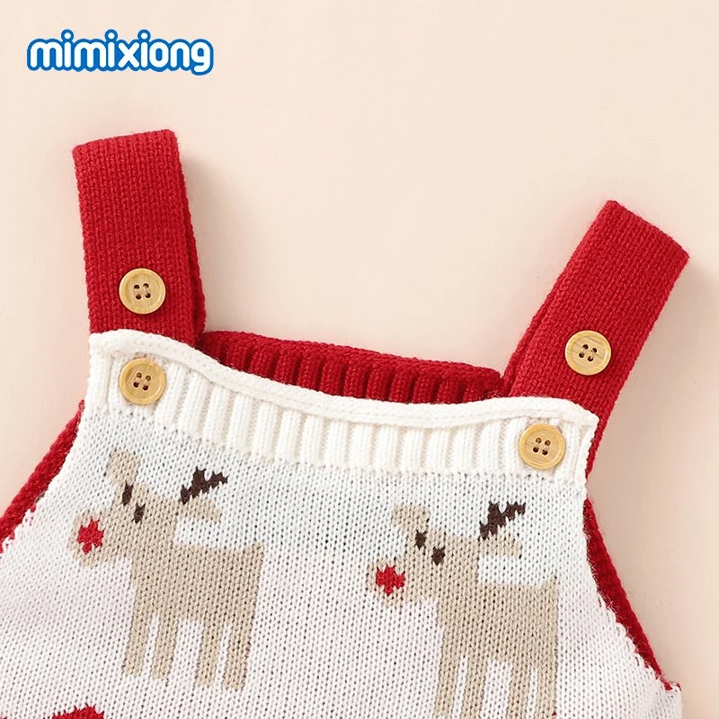 Grenouillère de Noël pour bébé avec motif de cerf en tricot, tenue pour bébé, combinaison pour enfant.