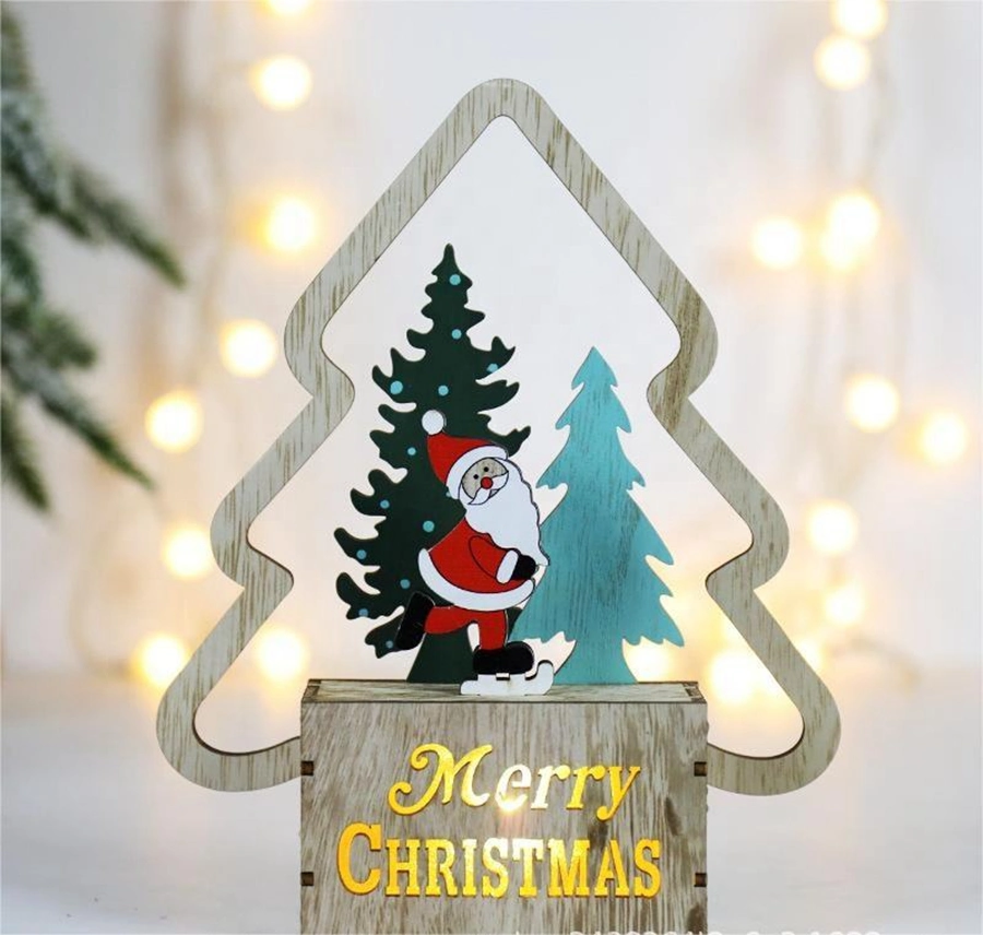 Creative Christmas Gifts Christmas Decorations Wooden Christmas Tree LED Light Cabin