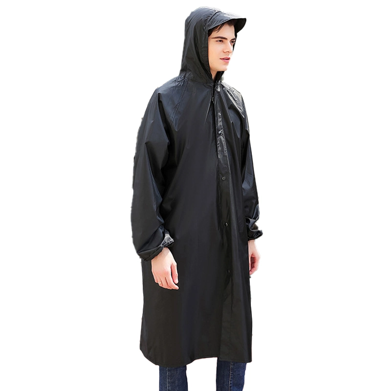 High quality/High cost performance  Wholesale/Supplier Black Fashion Rain Portable Outdoor Rain Coat with Reflective