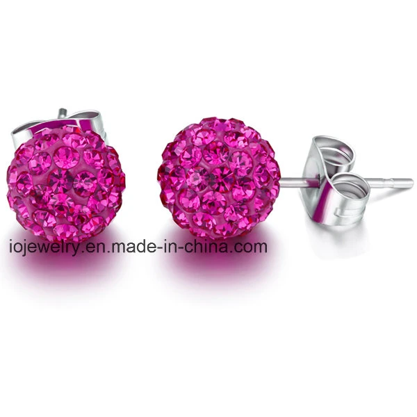 Stainless Steel Crystal Body Piering Jewelry Ball Stud Earrings