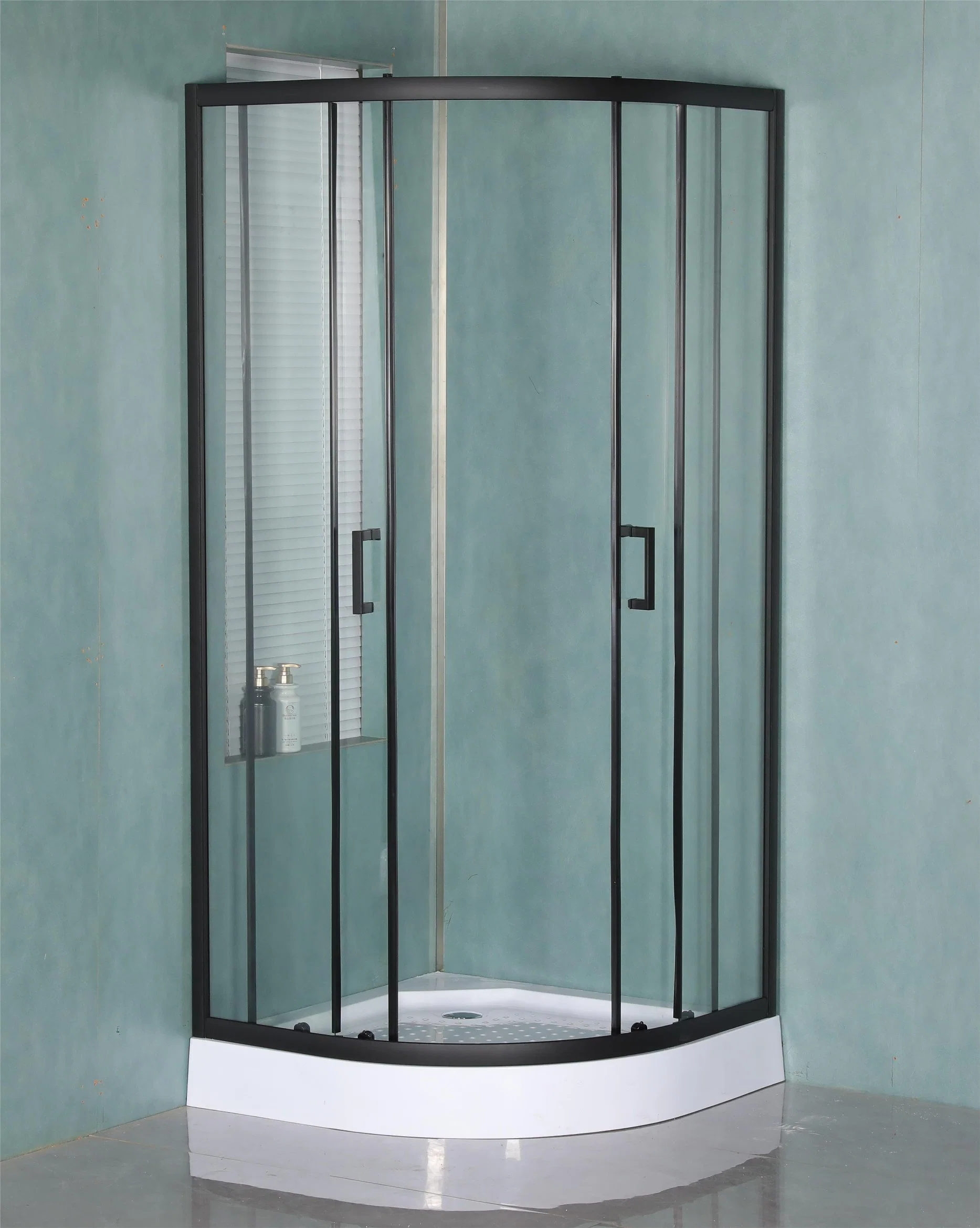 Manufacturer New Design Black Aluminium Square Glass Shower Room Bathroom