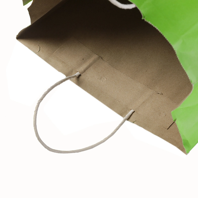 Custom Logo Printing Cosmetics Packaging Green Paper Bag