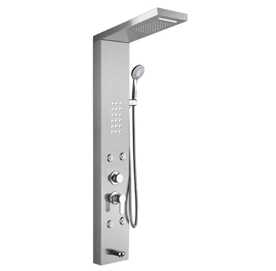 Hot Sale 304 Stainless Steel Temperature Display LED Rainfall Shower Heads Massage Thermostatic Shower Panels