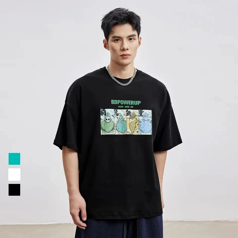 Vestuário personalizado para homem tecido lateral duplo camisolas de manga curta casuais Camisa de manga