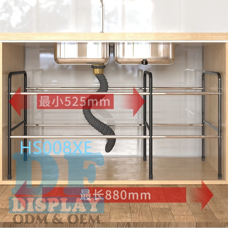 2 niveaux sous les organisateurs d'évier et rangement cuisine étagère de salle de bains Rangement amovible escamotable pliable sous l'évier de travail