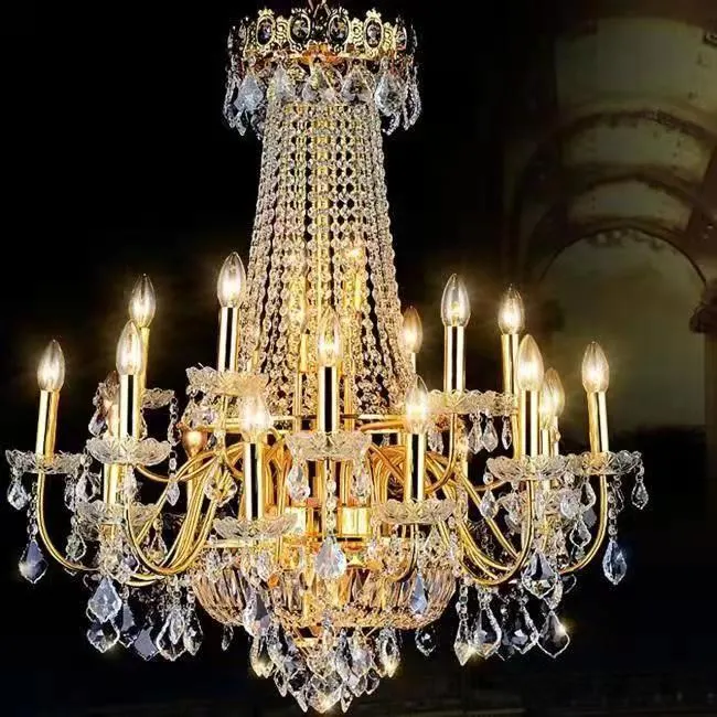 Французская империя Свадебная хрустальный Chandelier Роскошные хрустальные свечи подвесной светильник