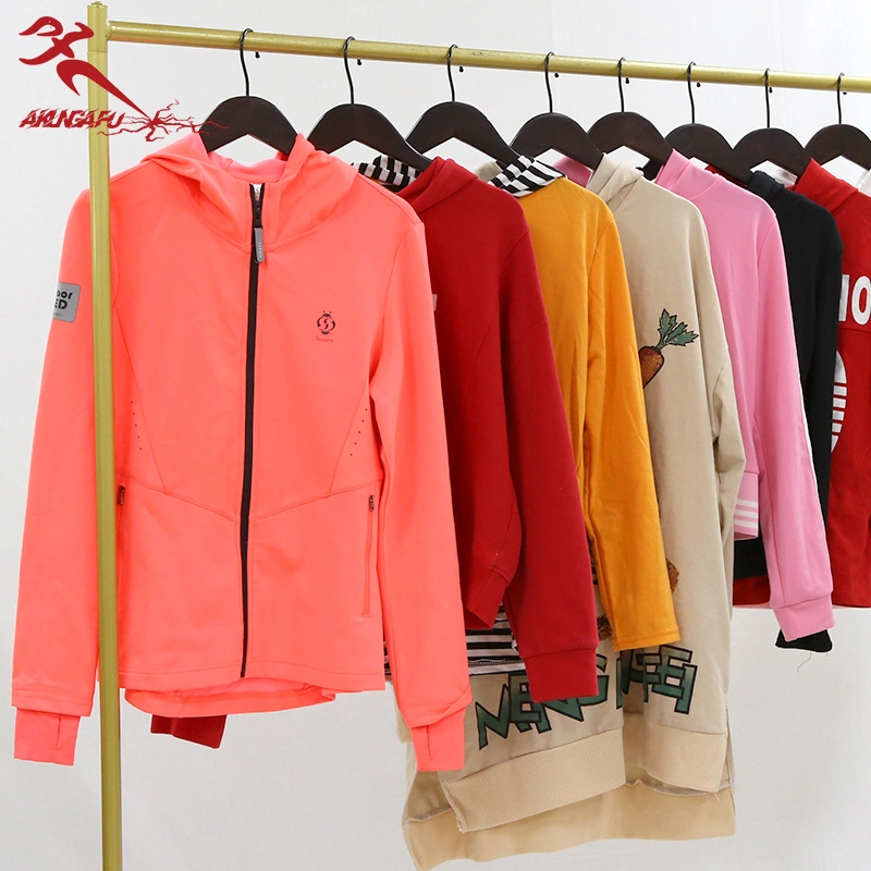 Garment Stock Lots Women Hoodies Sportswear Tight Clothing Second Hand