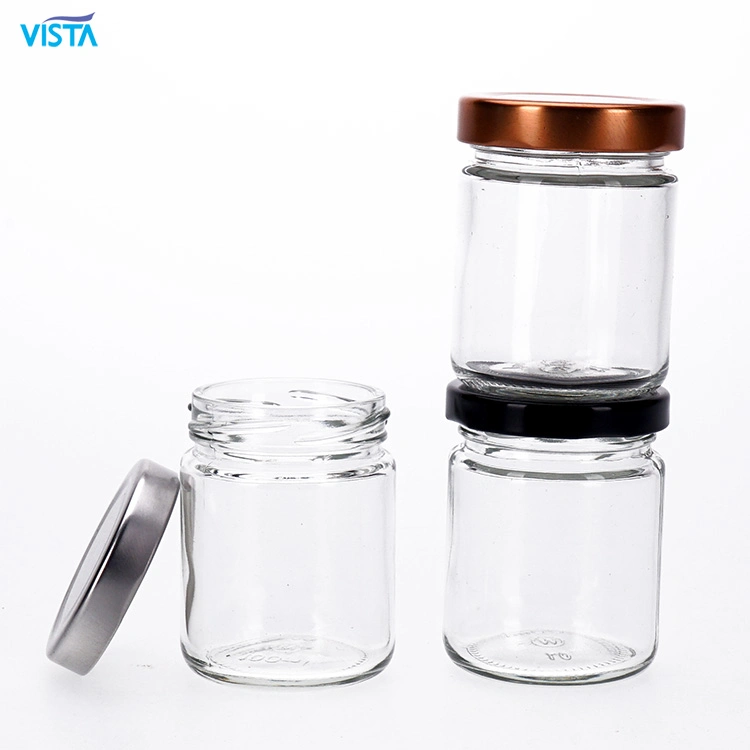 Vista 100ml Small Round Glass Jam Jars Glass with Metal Lid Storage Pickles Jar for Food