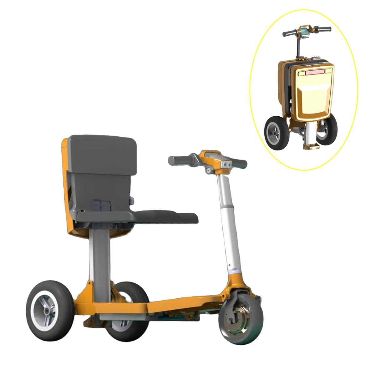 Ligero de equipaje Scooter eléctrico motorizado en silla de ruedas para ancianos