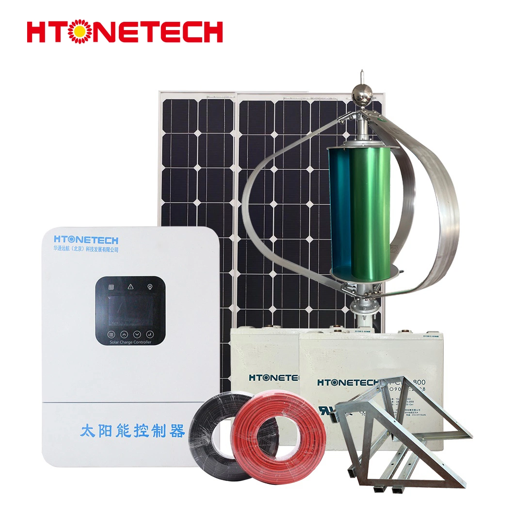 Los paneles solares de cristal Mono Htonetech 250 Sistema de alimentación wsolar 5000W China Aerogenerador 5kw del sistema de generación de energía eólica con el generador eólico cilíndricos