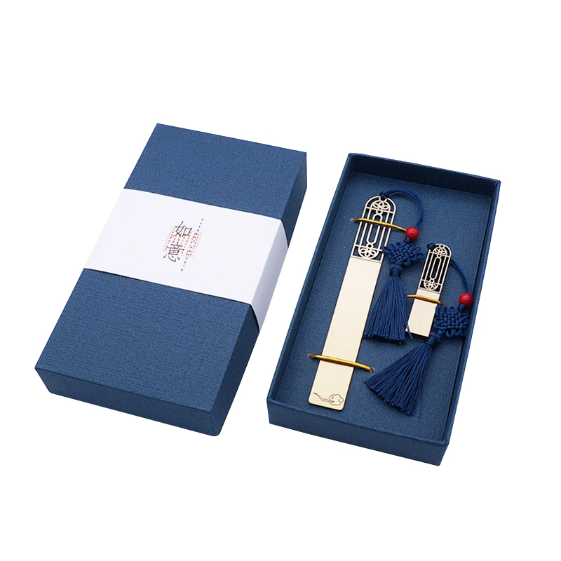 Hot Sale Custom Blue Printed Luxury Hard Cardboard Paper Pen Bookmark Business Gift Packaging Box