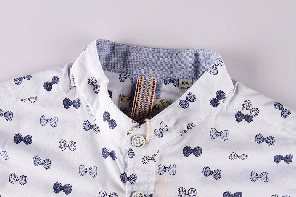 Summer Boys Full Print Short Sleeve Children Lapel Summer Shirt Embroidery Clothing