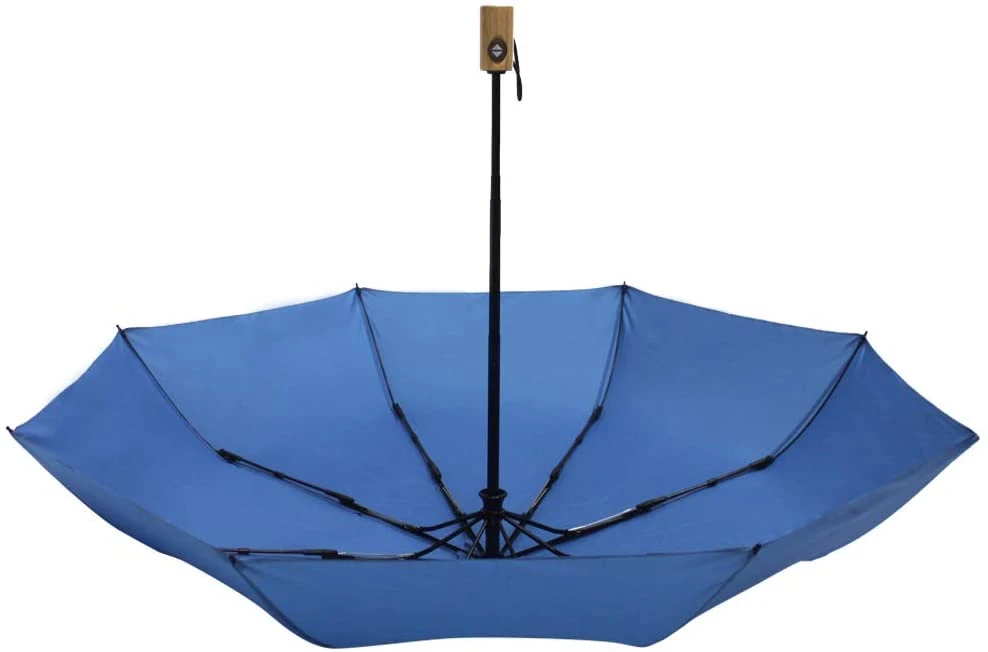 Skeleton Structure Umbrella Retractable Foldable Sun Protection Wind Resistant Travel Small Carry on Wooden Handle Umbrella