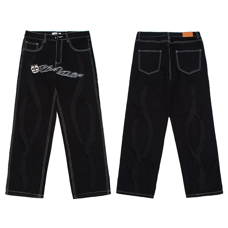 Wholesale Men's Black Jeans Pant for Men Black Jeans for Men Custom Logo Jeans Embroidered Jeans Men OEM Black Denim Jeans for Men