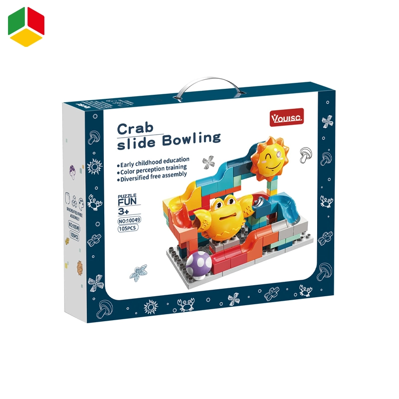 QS Children Educational Puzzle Large Particle DIY Plastic Variety Kids Cartoon Animal Crab Slide Ball Building Blocks Set Toys