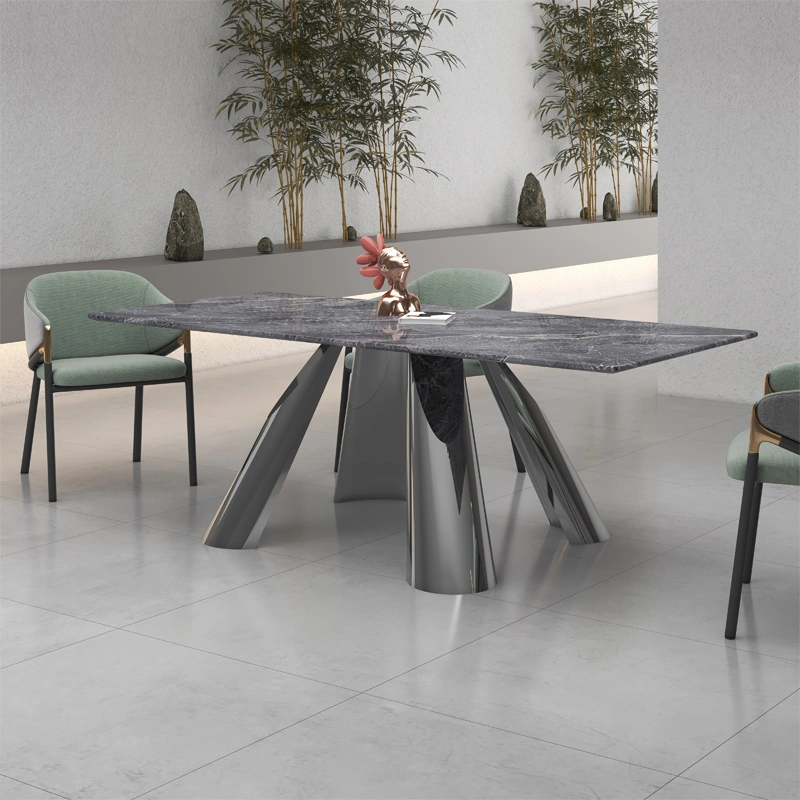 Table de salle à manger en métal pour mobilier de jardin extérieur et restaurant très demandée