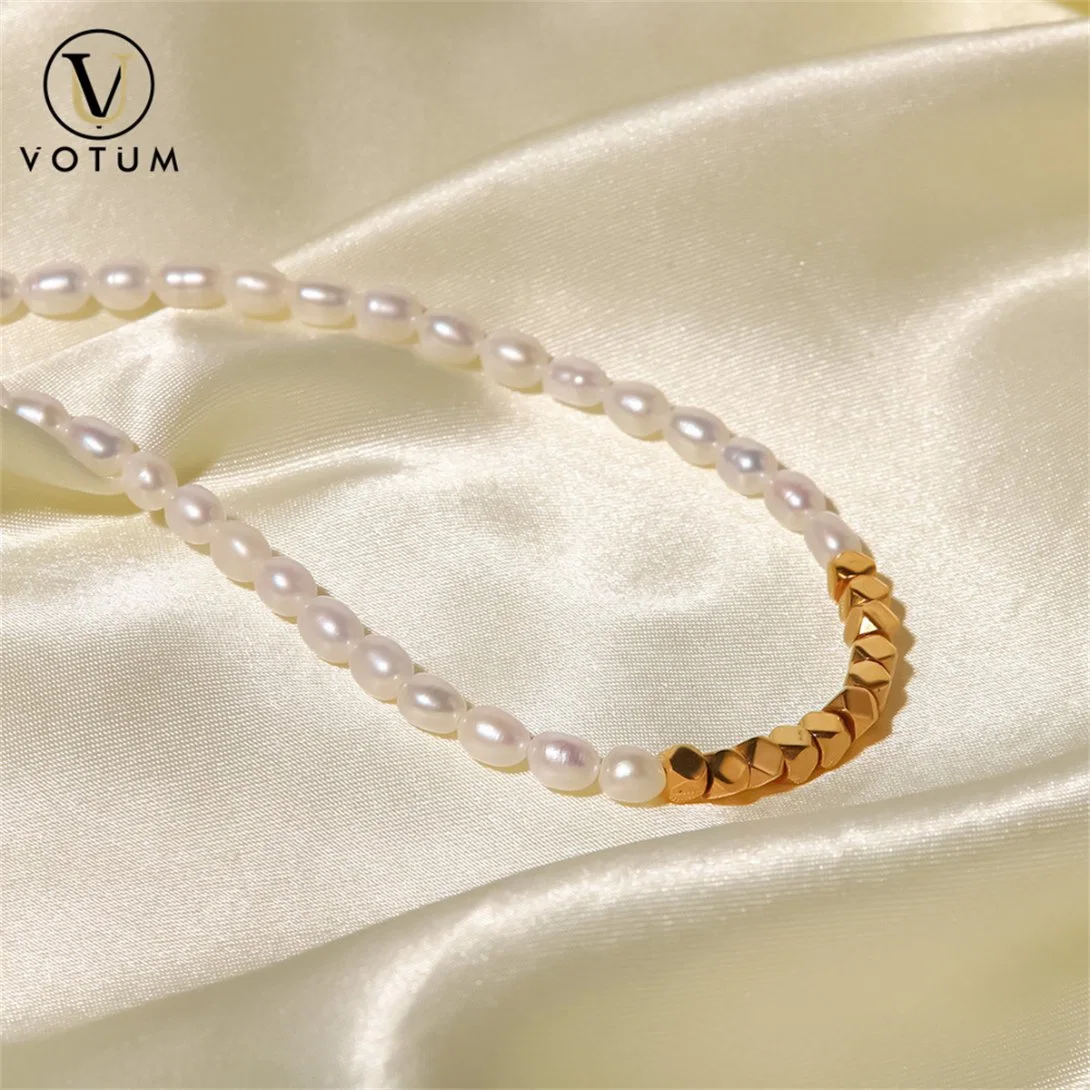 Votum OEM de la Fábrica Real de 14K Gold Personalizar Collar de perlas de agua dulce chino Joyas