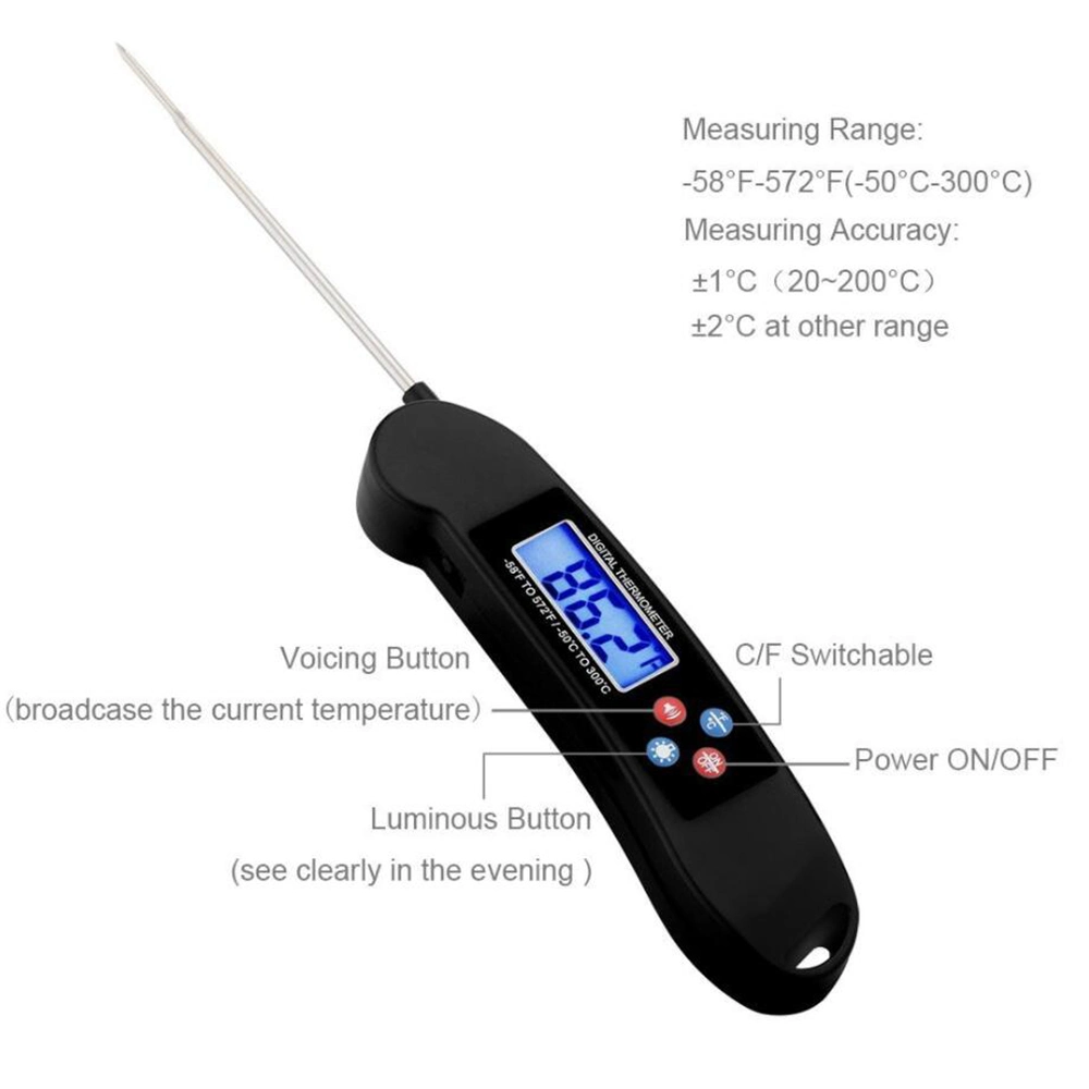 Cooking Food Meat Thermometer Digital Probe BBQ Grill Instant Read with Backlight Wbb10126