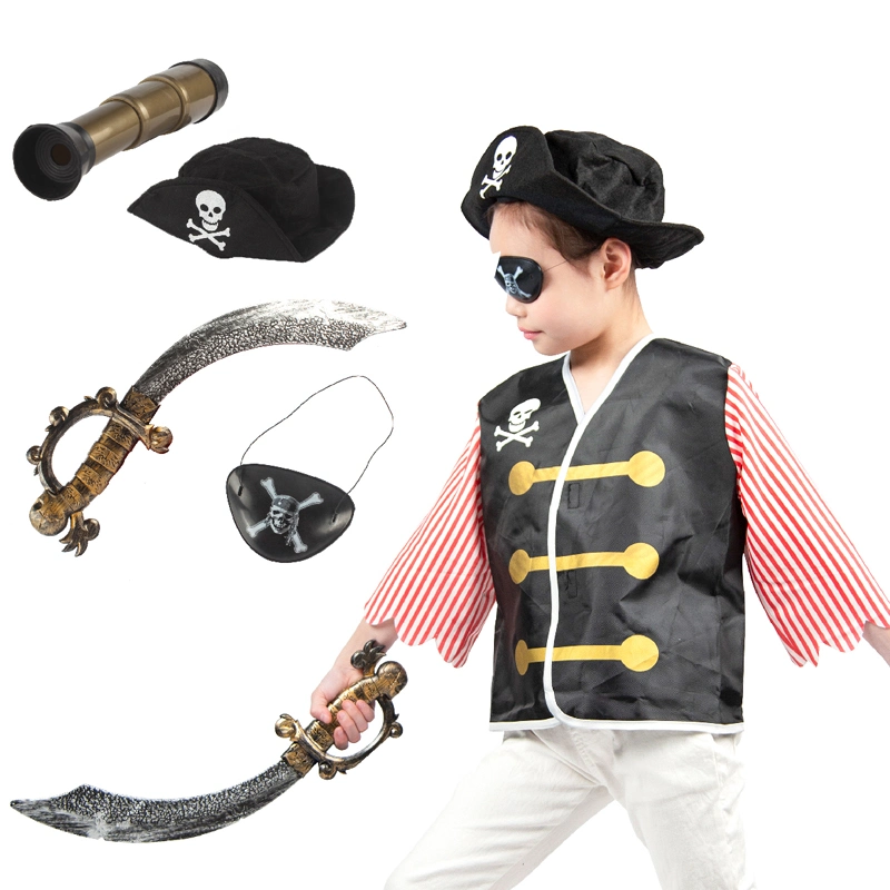 Dress Pretend Costume Dress up Set Pirate Role Play Set Carnival Game with Telescope Matching Hat Pirate Sward Eye Patch