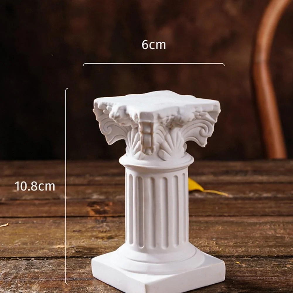 Pied de colonne romain Candlestick Stand Figurine Sculpture pilier romain résine Statues grecques classiques Décoration Sculpture architecturale décor ornement Wyz22083