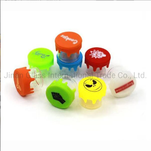 New Silicone Cigarette Ointment Box 6ml Round Silicone Glass Medicine Box